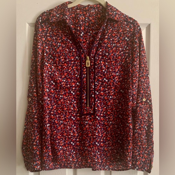 Clearance***Michael Kohrs red V-Neck Long Sleeve Blouse - Picture 2 of 5